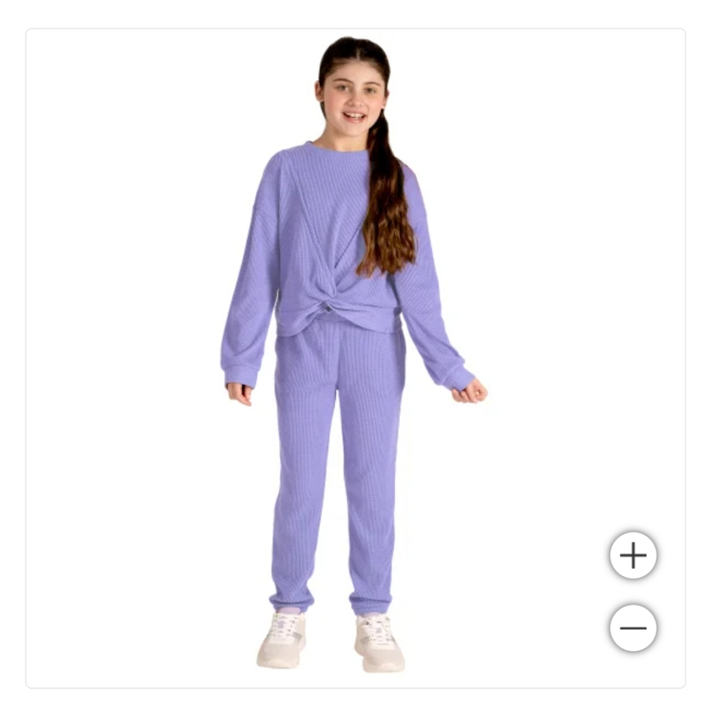 New! Gerry Youth girls 2-piece Waffle Set Front Twist-knot Detail Purple Size XS